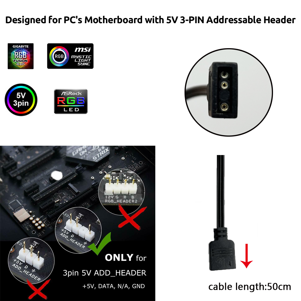 5V ARGB 3Pin Header for Asus A - Ws2812B Strip 5V recension och pris